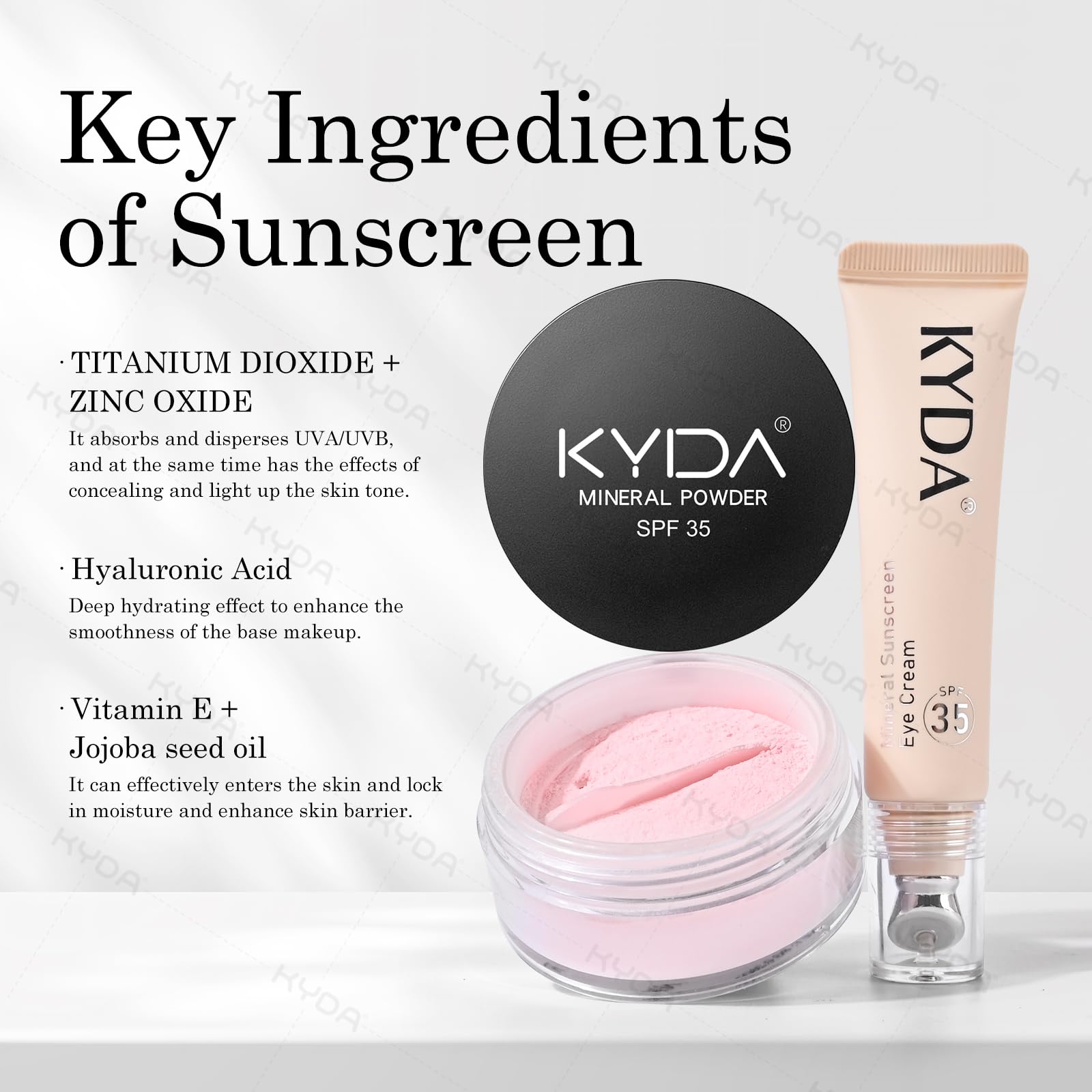 KYDA ensemble produits yeux pour un fini naturel et lumineux.