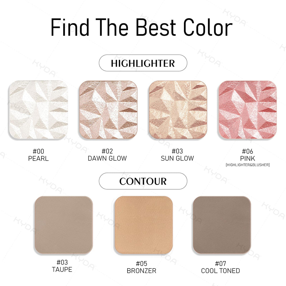 Palette illuminateur KYDA avec pinceau inclus pour une application précise.