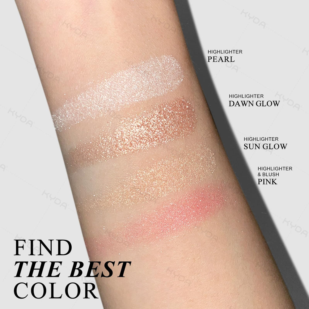 Palette illuminateur KYDA teinte rose doré pour un éclat rosé durable.