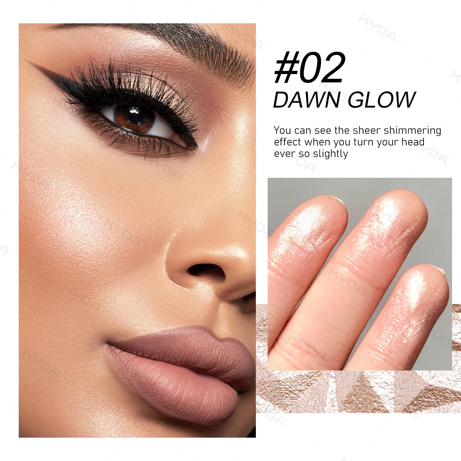 Palette illuminateur KYDA aux teintes champagne pour sublimer les pommettes.