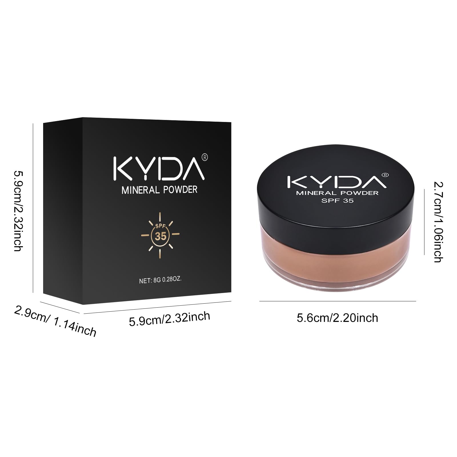 Format compact de 8 g KYDA poudre bronzante minérale pour voyage