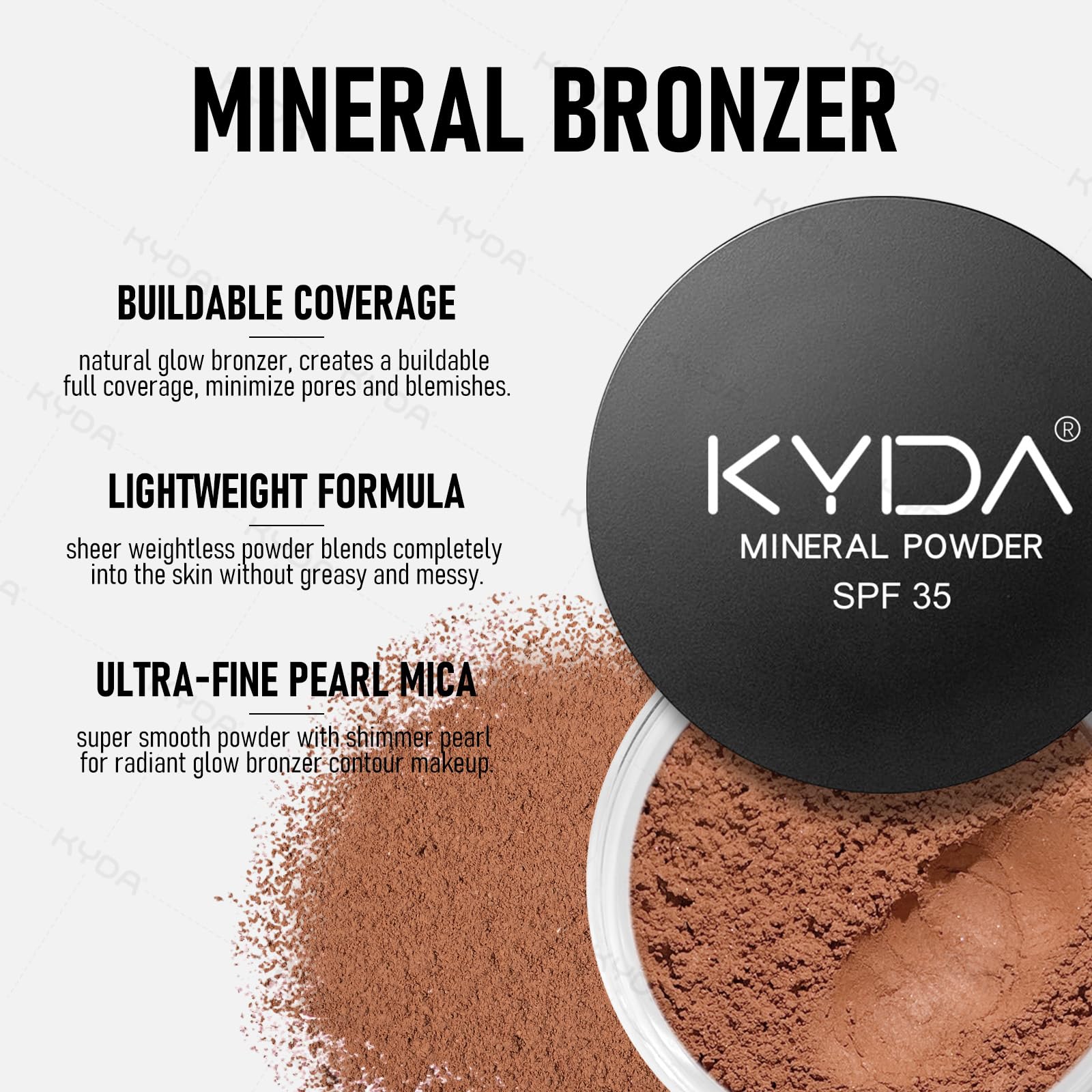 Test sur peau KYDA poudre bronzante minérale couleur homogène