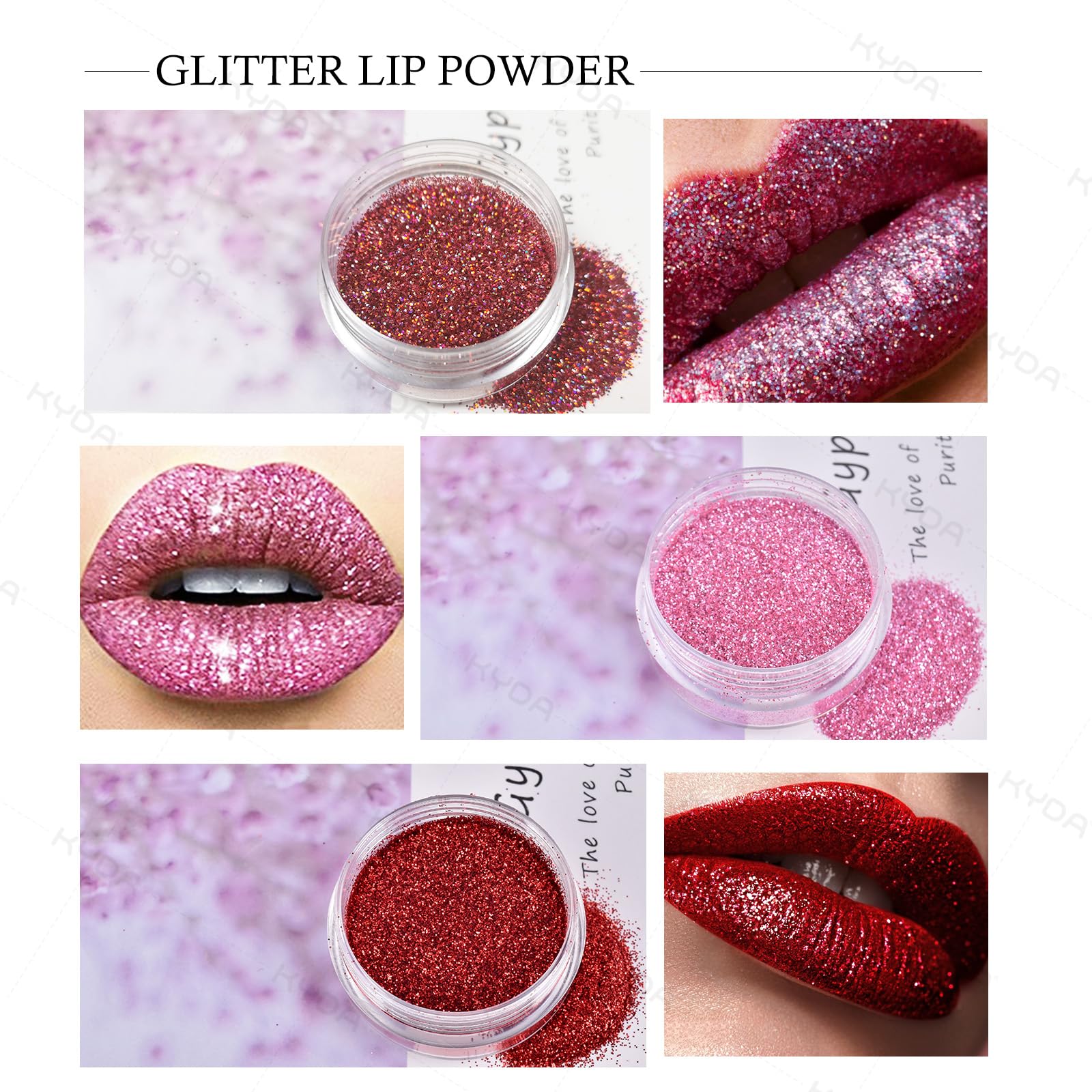 Poudre paillette diamant 3 couleurs KYDA pour un éclat scintillant.