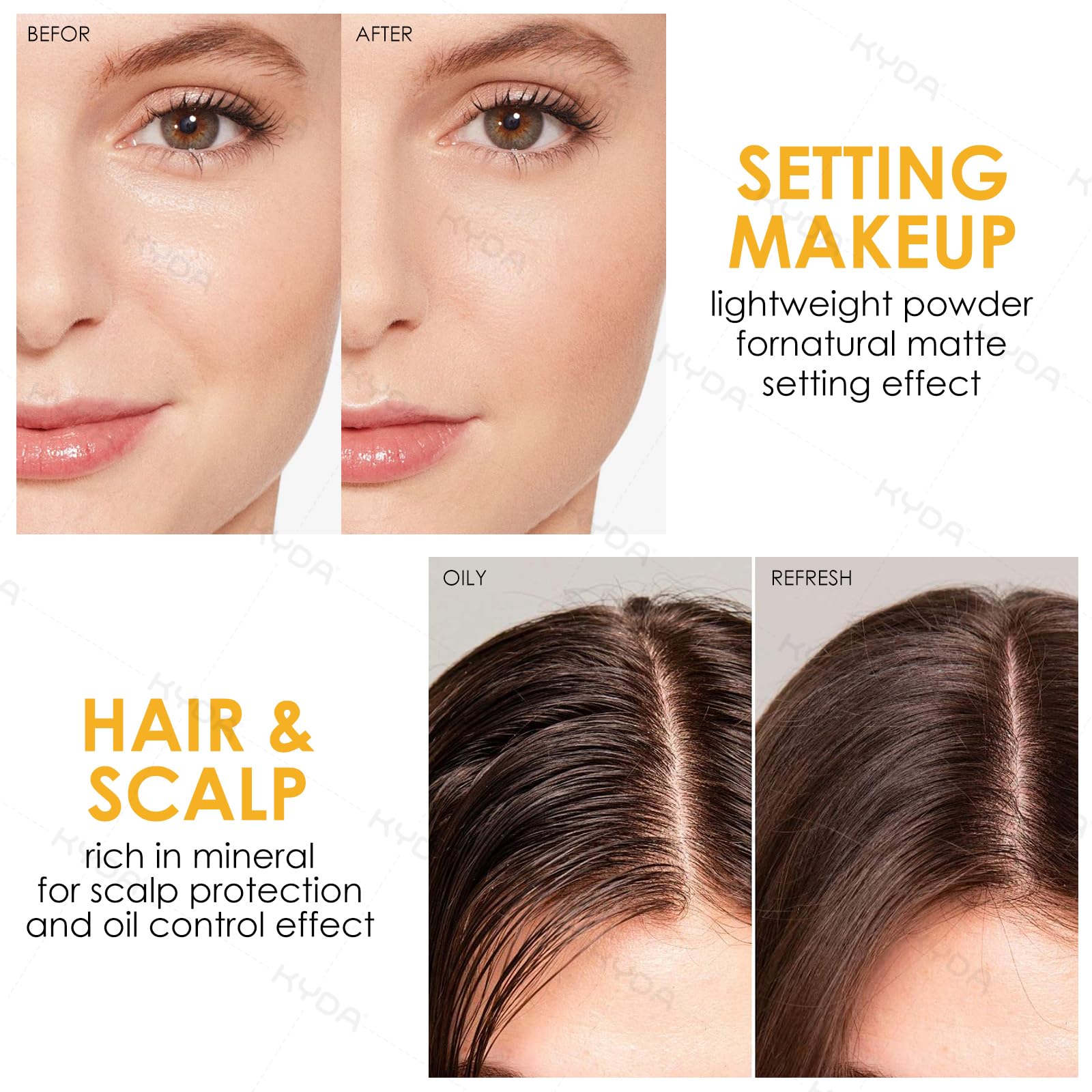 KYDA poudre translucide matte application — fini naturel et absorption d excès