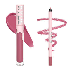 KYLIE Liquid Lipskick Posie K, fini velours demi-matte sur les lèvres.