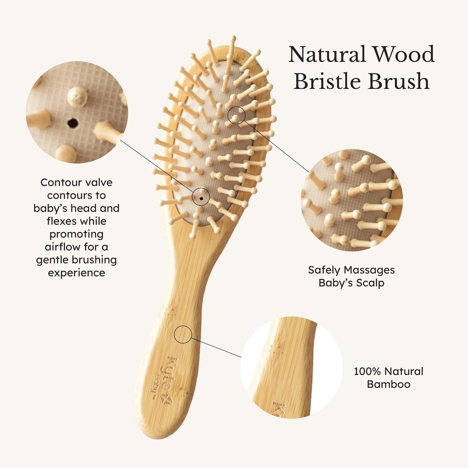 Brosse KYTE BABY idéale pour un brossage doux des cheveux de bébé.