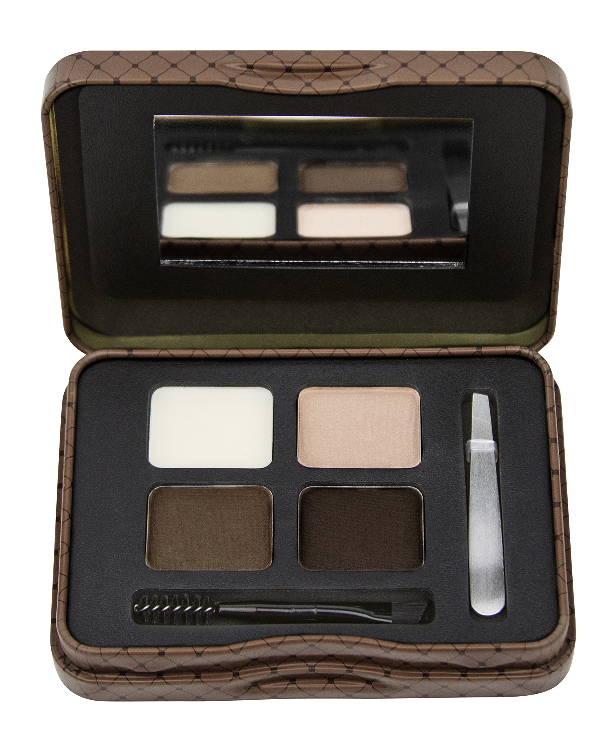 Kit sourcils L.A. Girl: étui métallique miroir pour retouches discrètes.