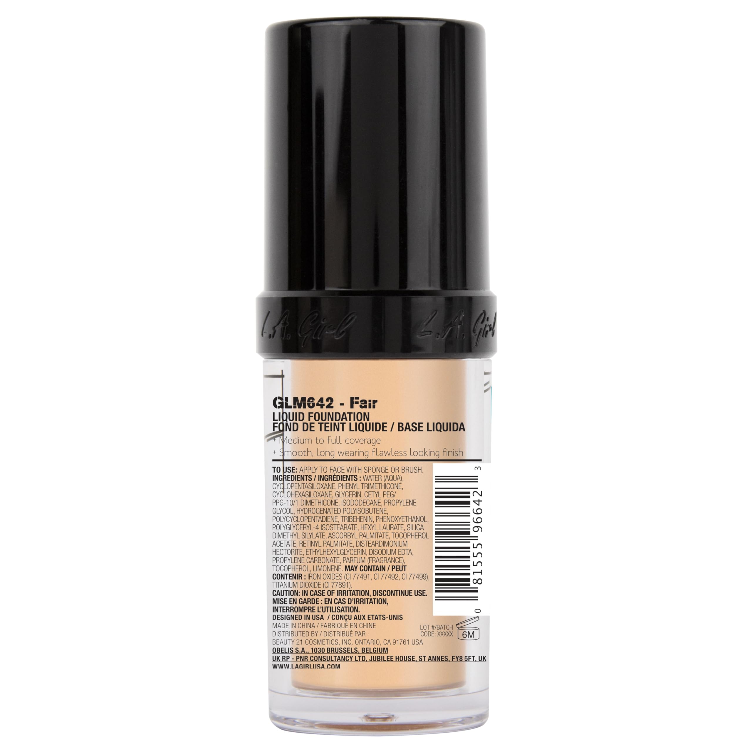 Swatch sur peau montrant la couvrance moyenne à haute du L.A. Girl Pro Coverage.