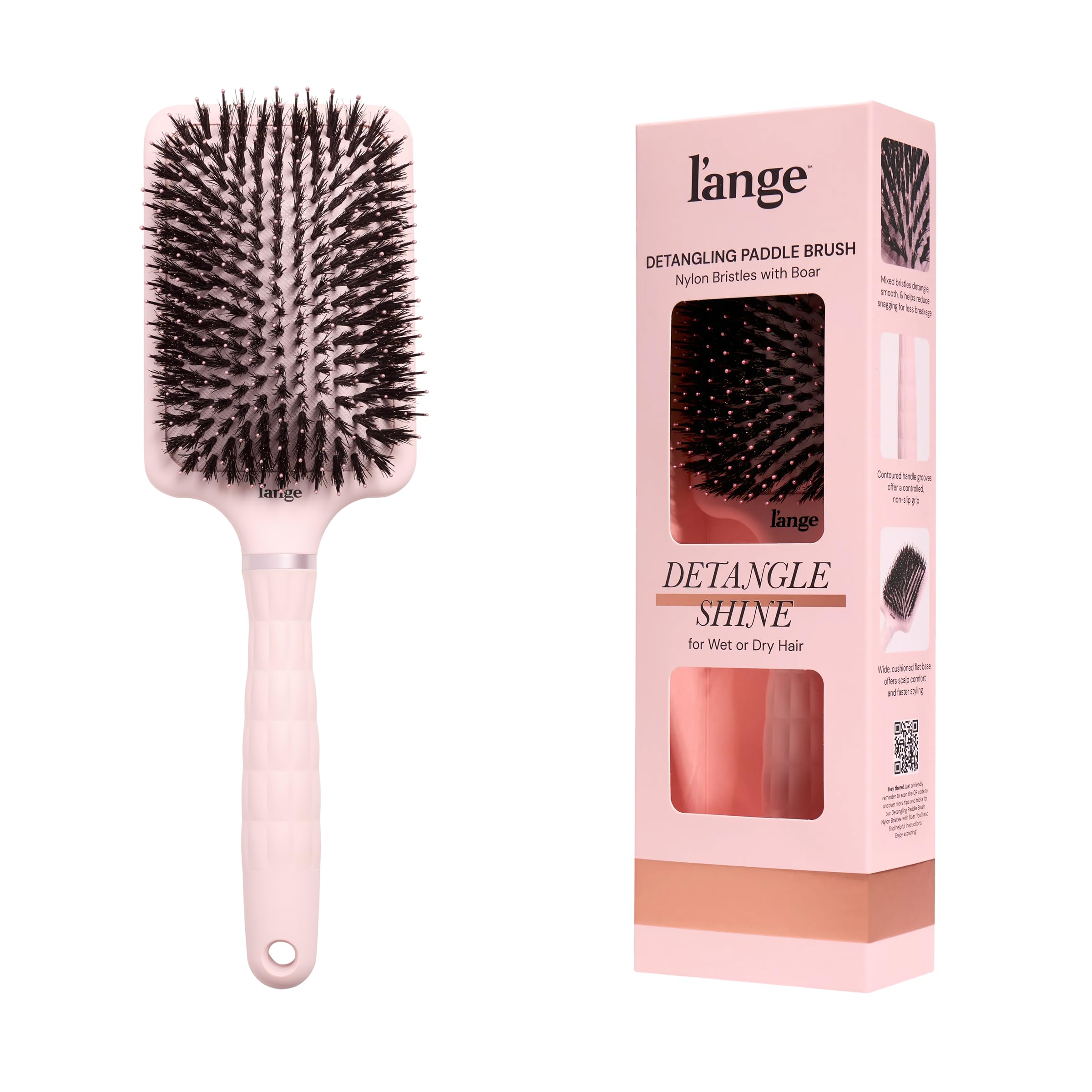 Peigne paddle démêlant L'ANGE HAIR démêle en douceur et réduit les tiraillements.