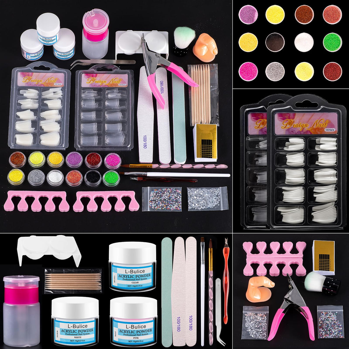 L-Bulice kit ongles acryliques débutants: ensemble complet pour débuter l'art des ongles.