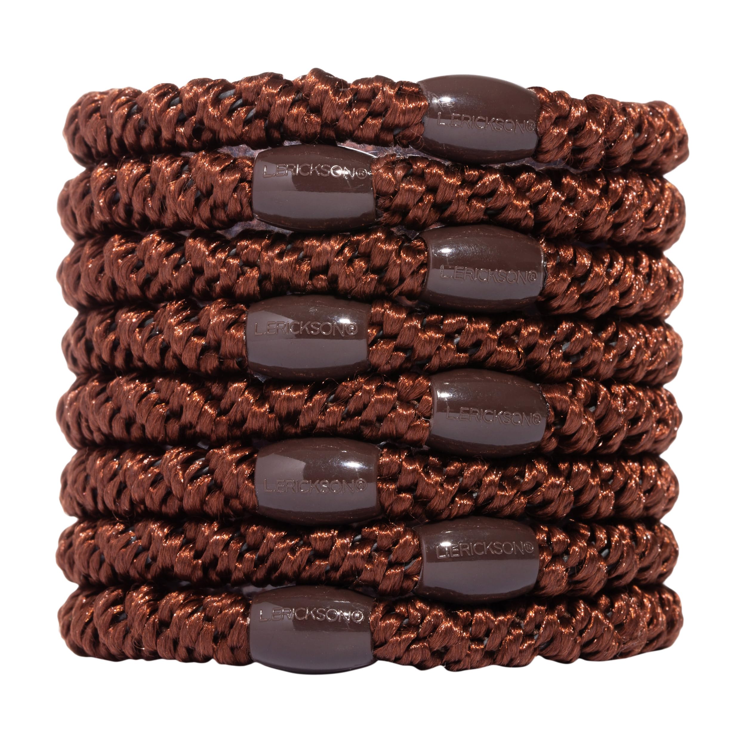 L. Erickson bande cheveux cafe brun, vue generale, maintien durable