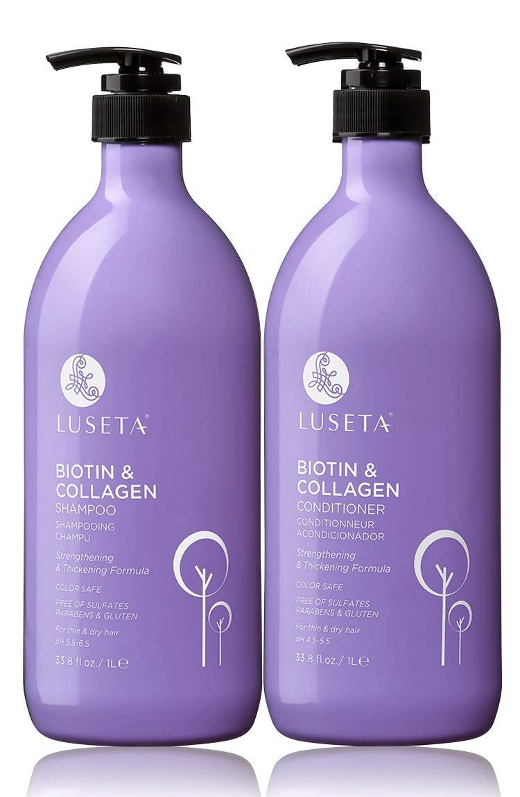 L LUSETA Biotine et Collagène – shampooing, bouteille, renforce les cheveux et apporte du volume.