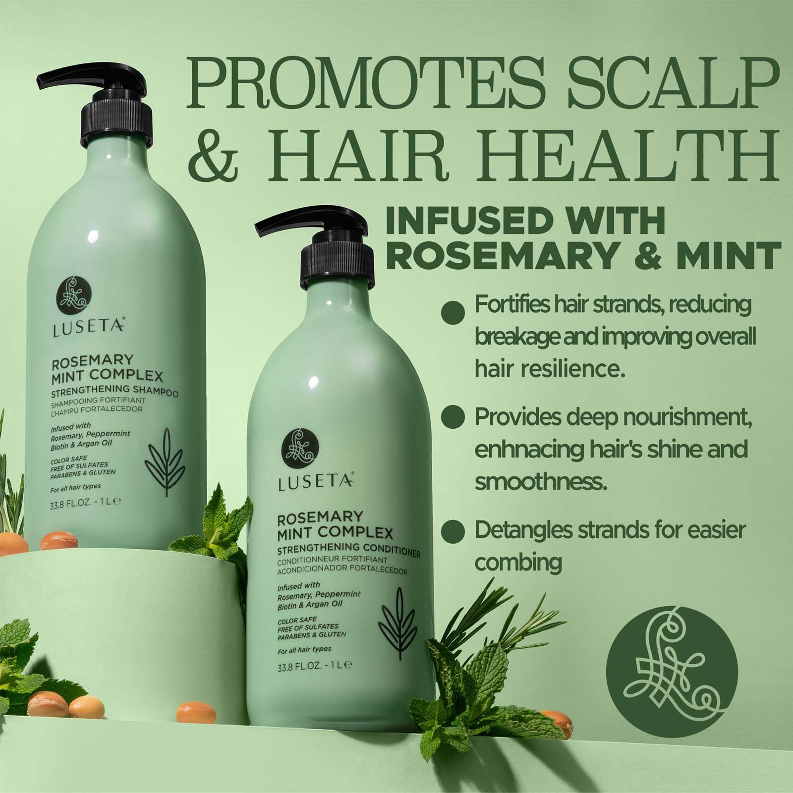 L LUSETA romarin menthe extrait naturel pour cheveux sains et forts.