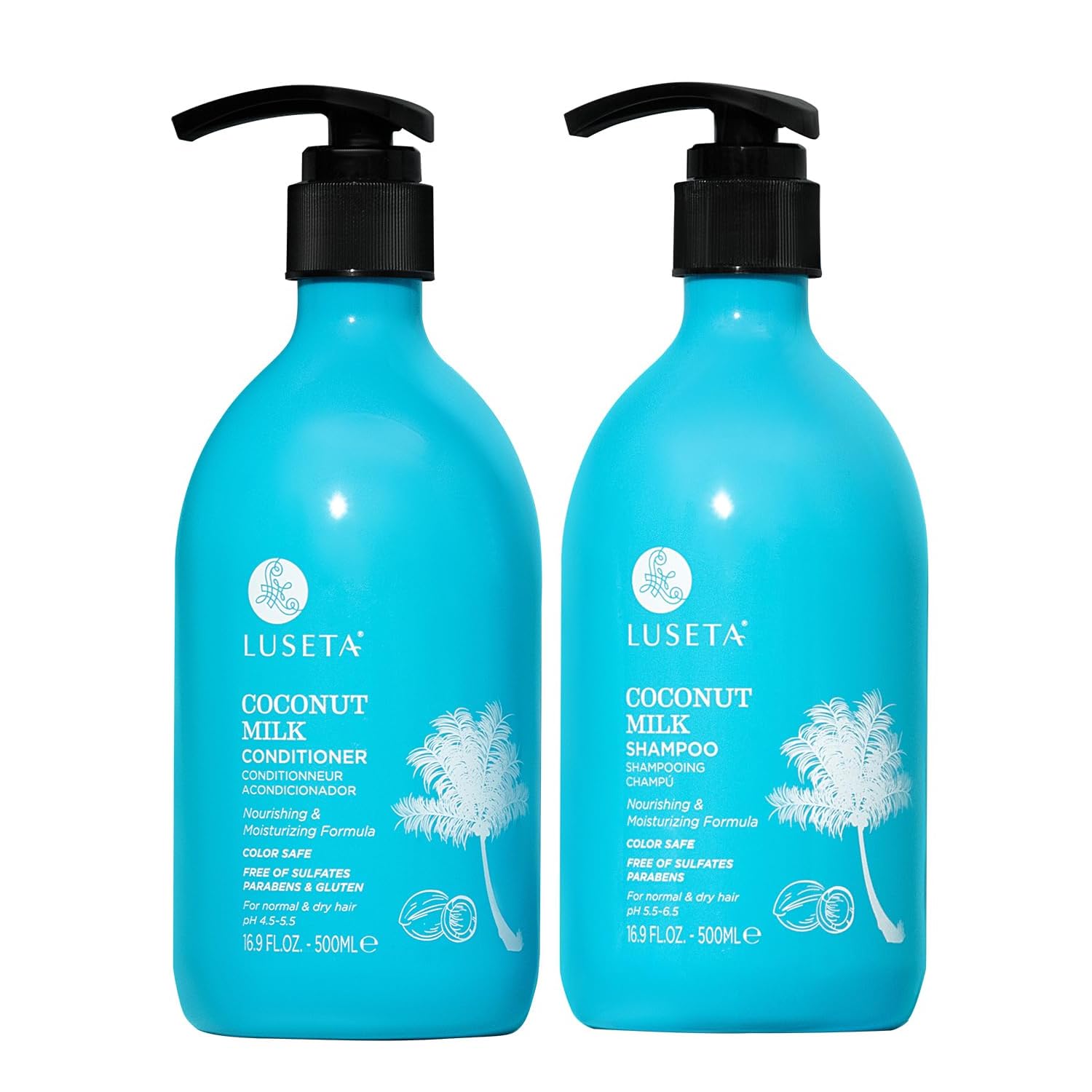 L LUSETA Shampoing lait de coco – bouteille, nettoyage doux et nourrissant.