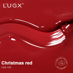 Flacon vernis gel rouge L'UGX brillant prêt à l'application lisse.