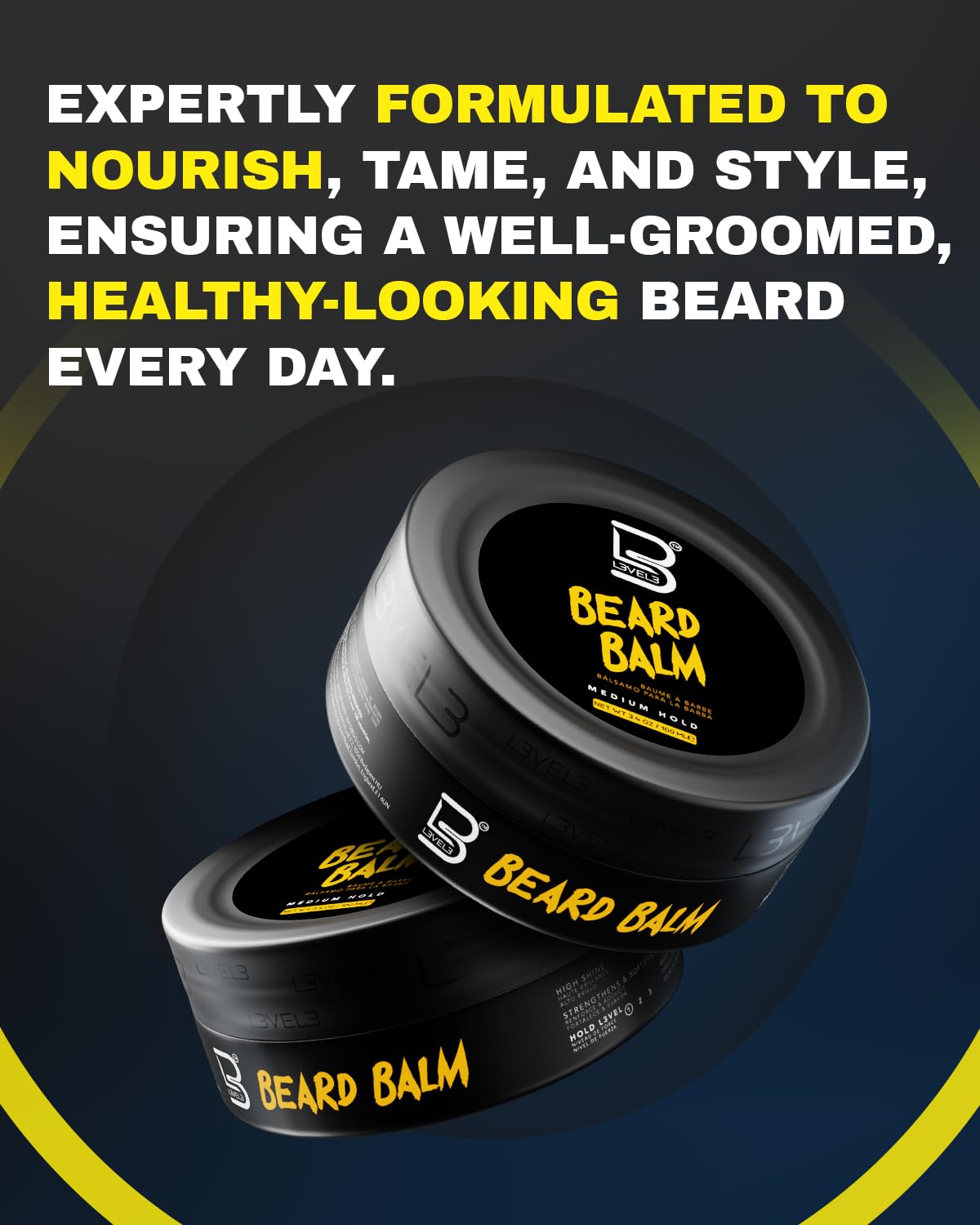 L3 baume barbe, soin quotidien donnant cheveux plus doux et faciles à coiffer.