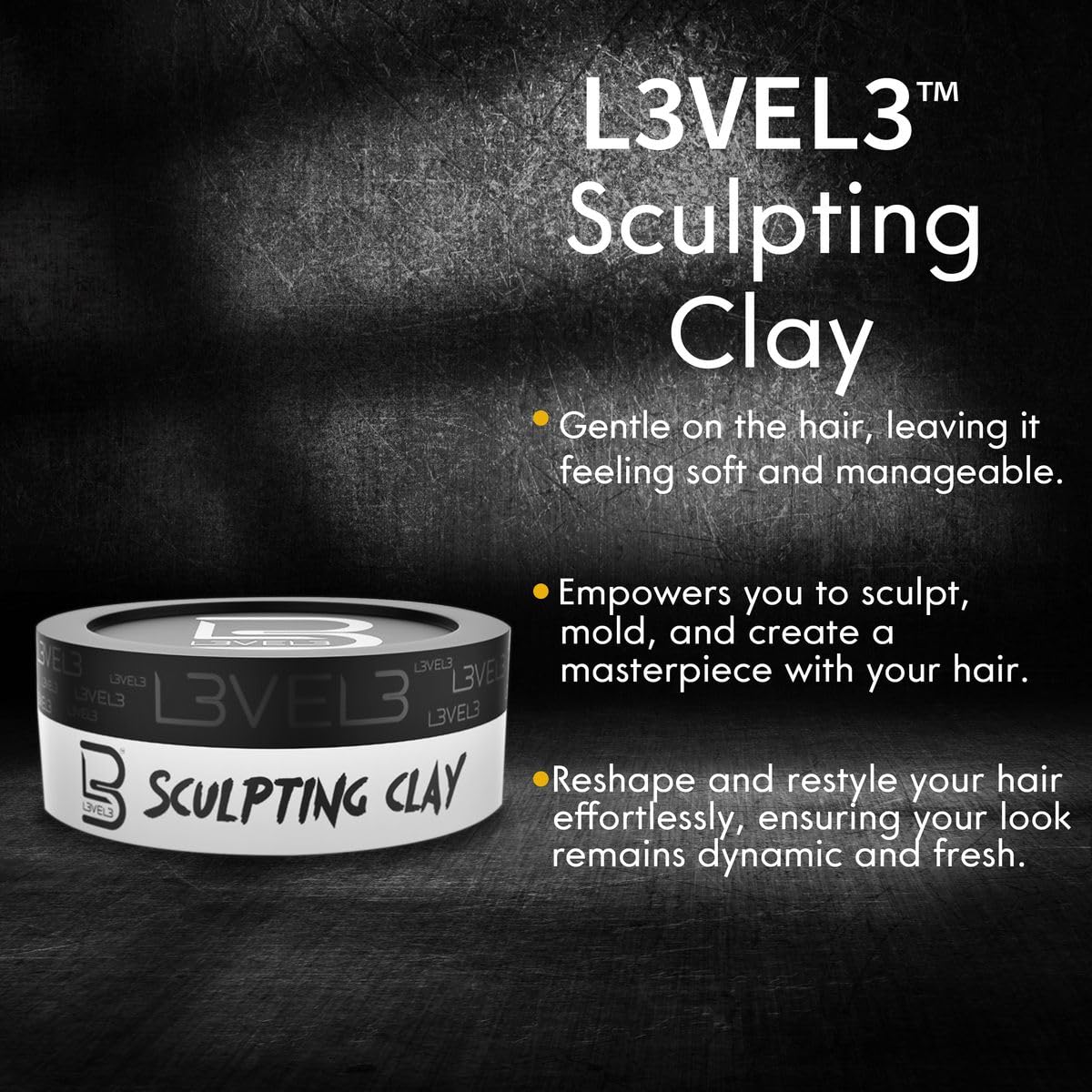 L3 Level 3 Hair Sculpting Clay - coiffage défini et contrôle du style.
