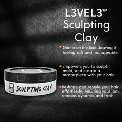 L3 Level 3 Hair Sculpting Clay - coiffage défini et contrôle du style.