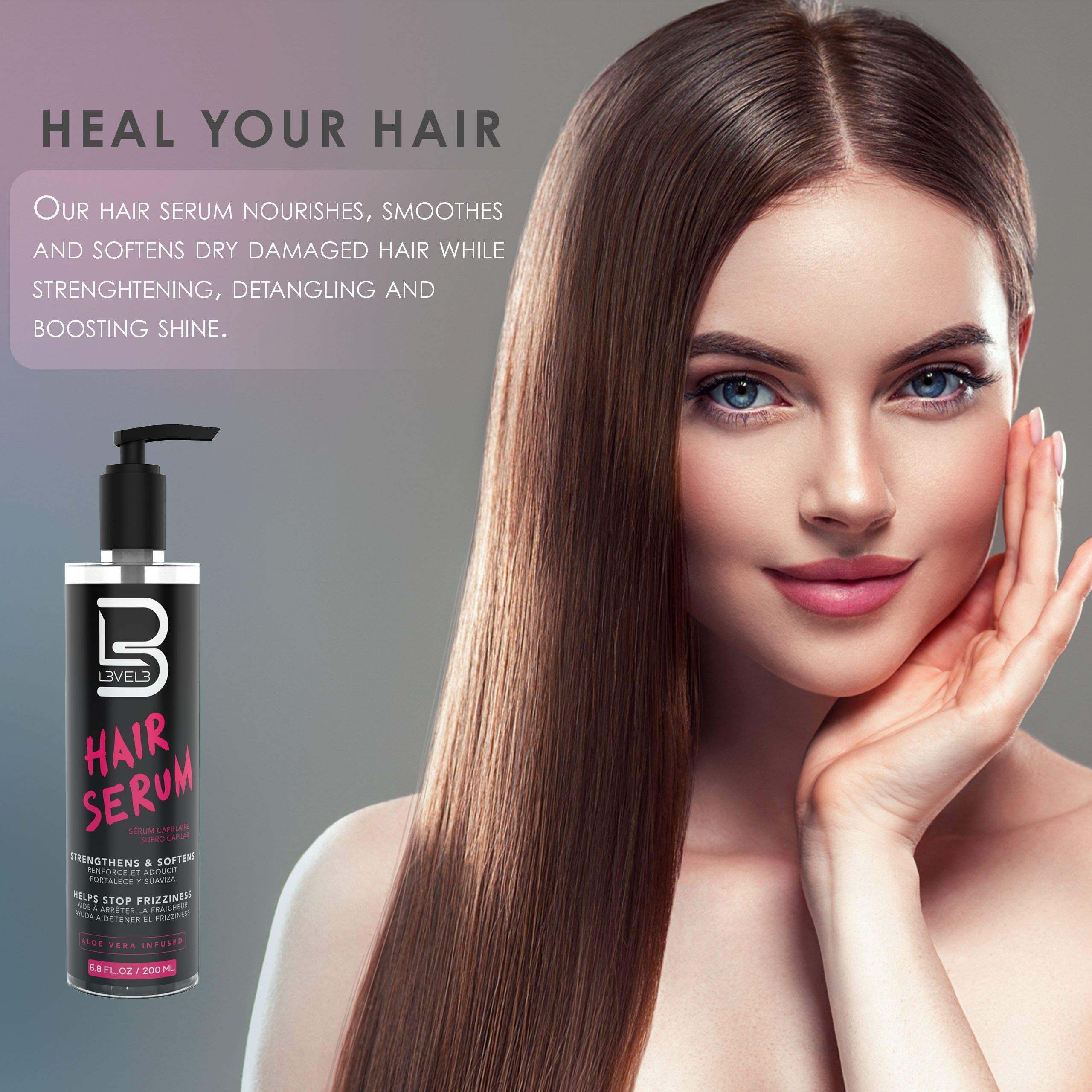 L3 Level 3 Hair Serum on damaged hair for repair and strengthening