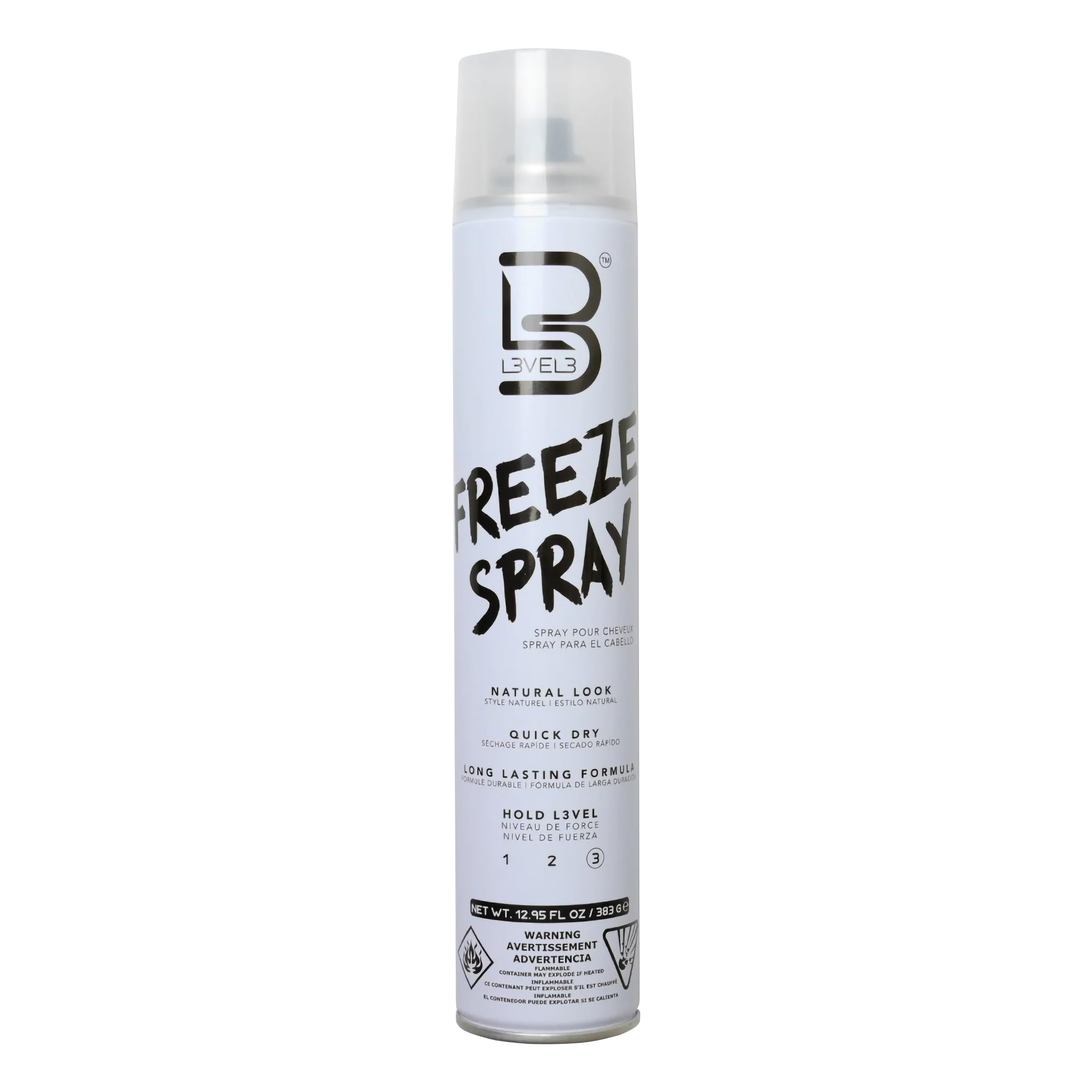 L3 Level 3 Hair Spray packaging on display
