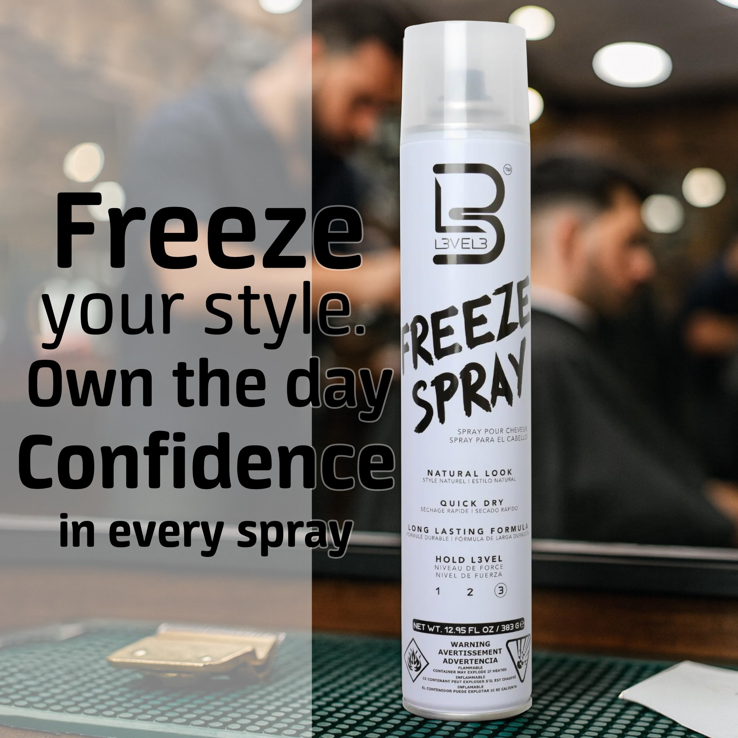 L3 Level 3 Hair Spray strong hold action on styled hair