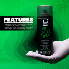 L3 Level 3 Oil Sheen Spray appliqué sur les cheveux pour un fini lustré