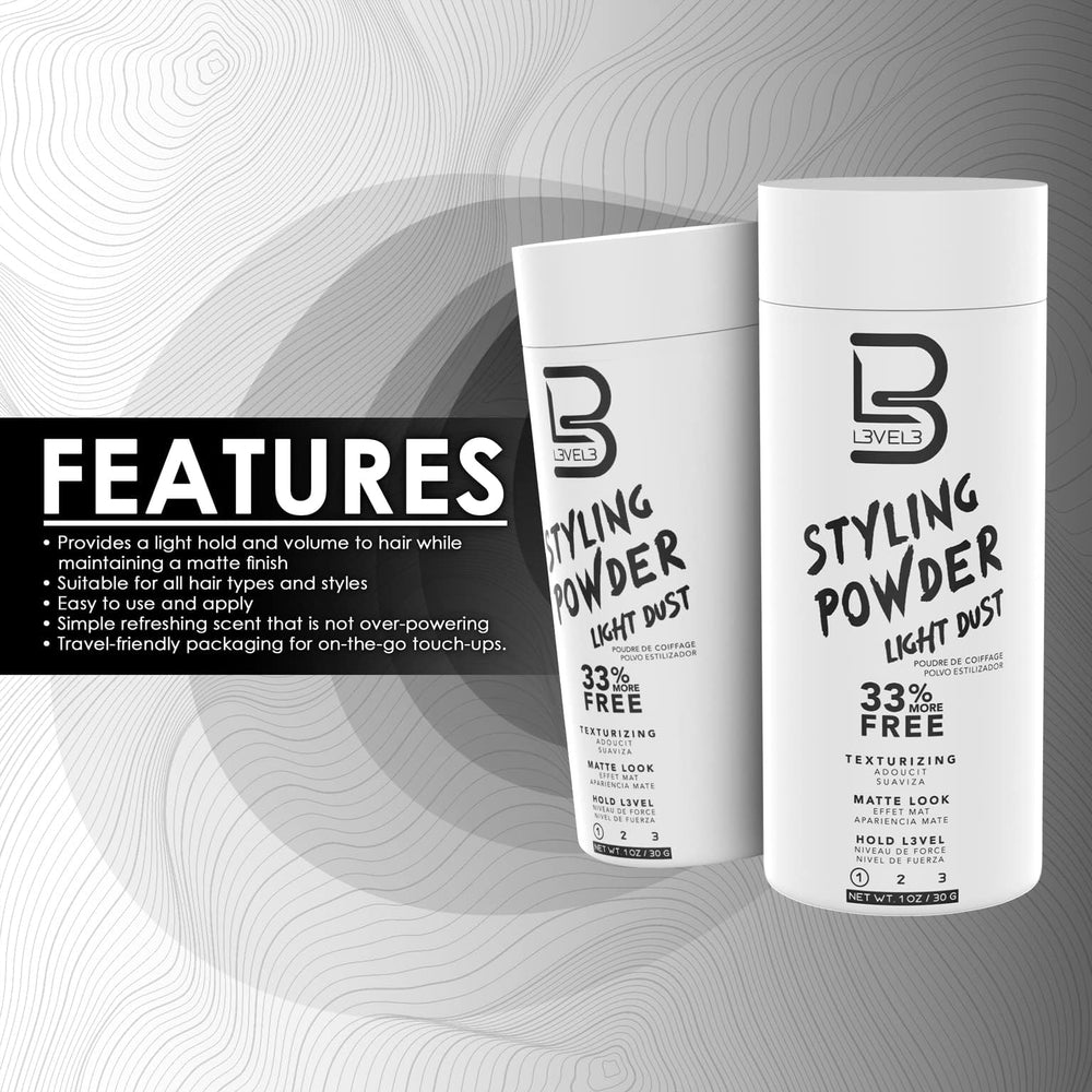 Application de la poudre L3 sur cheveux, texture immédiate.