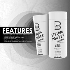 Application de la poudre L3 sur cheveux, texture immédiate.