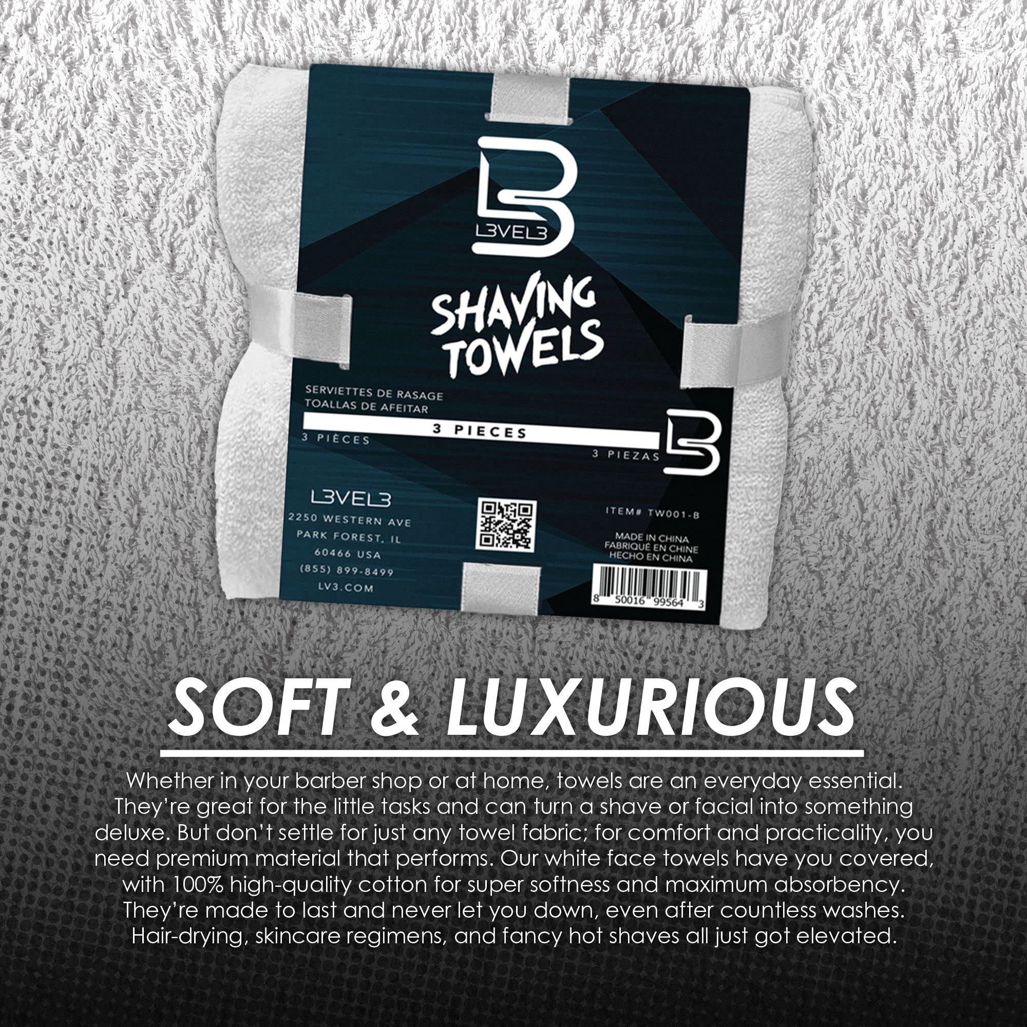 L3 serviette visage coton pur, toucher naturel et agréable.