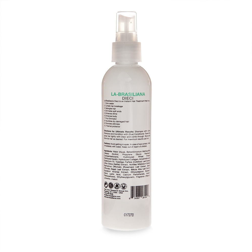 La-Brasiliana Dieci – cheveux brillants après application et texture soyeuse.
