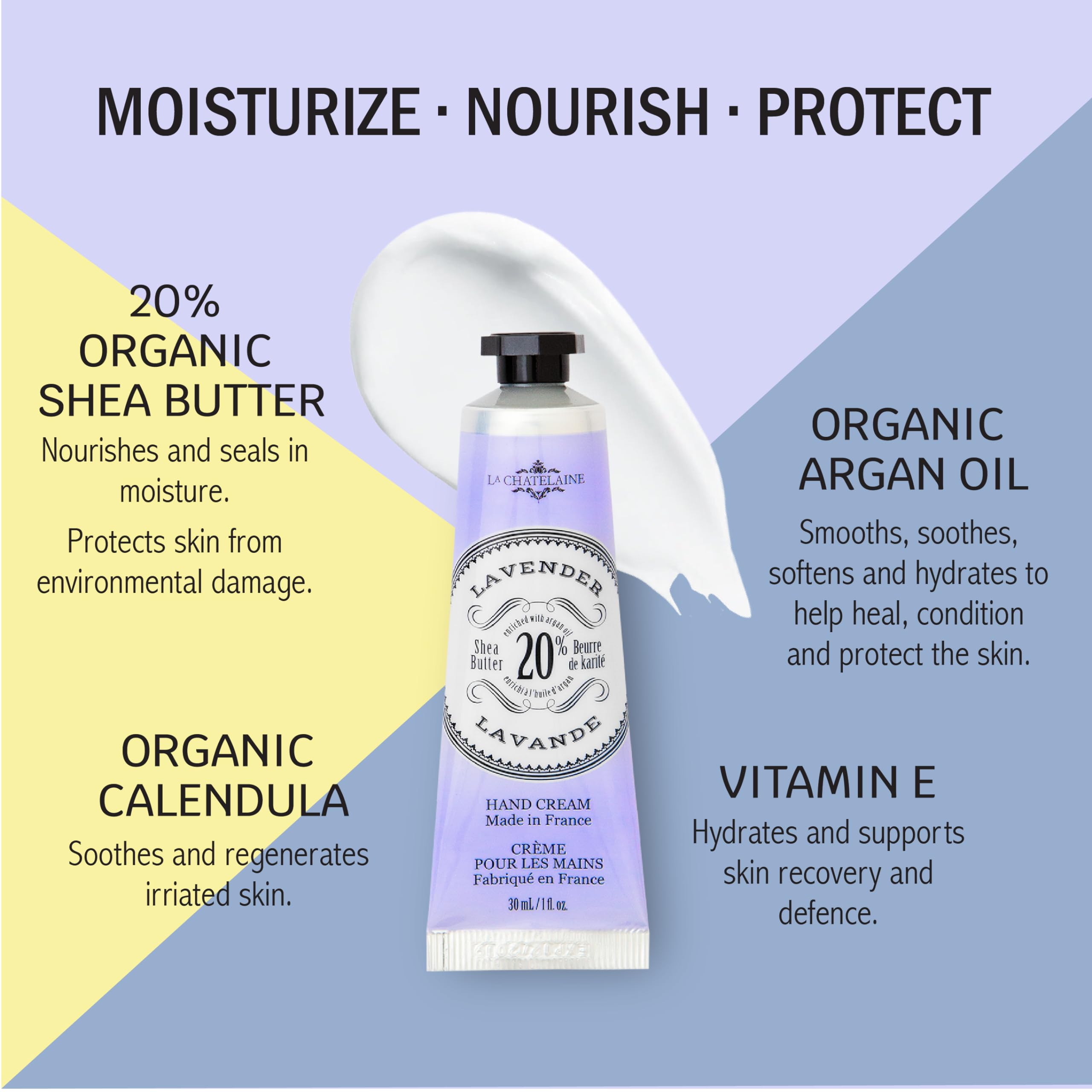 Crème mains Lychee-Myrtille-Verveine, parfum frais et hydratation durable.