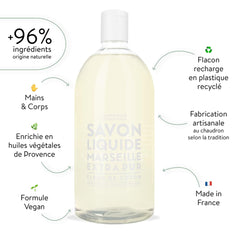 Recharge La Compagnie de Provence, fleur coton, parfum doux pour mains et douche.