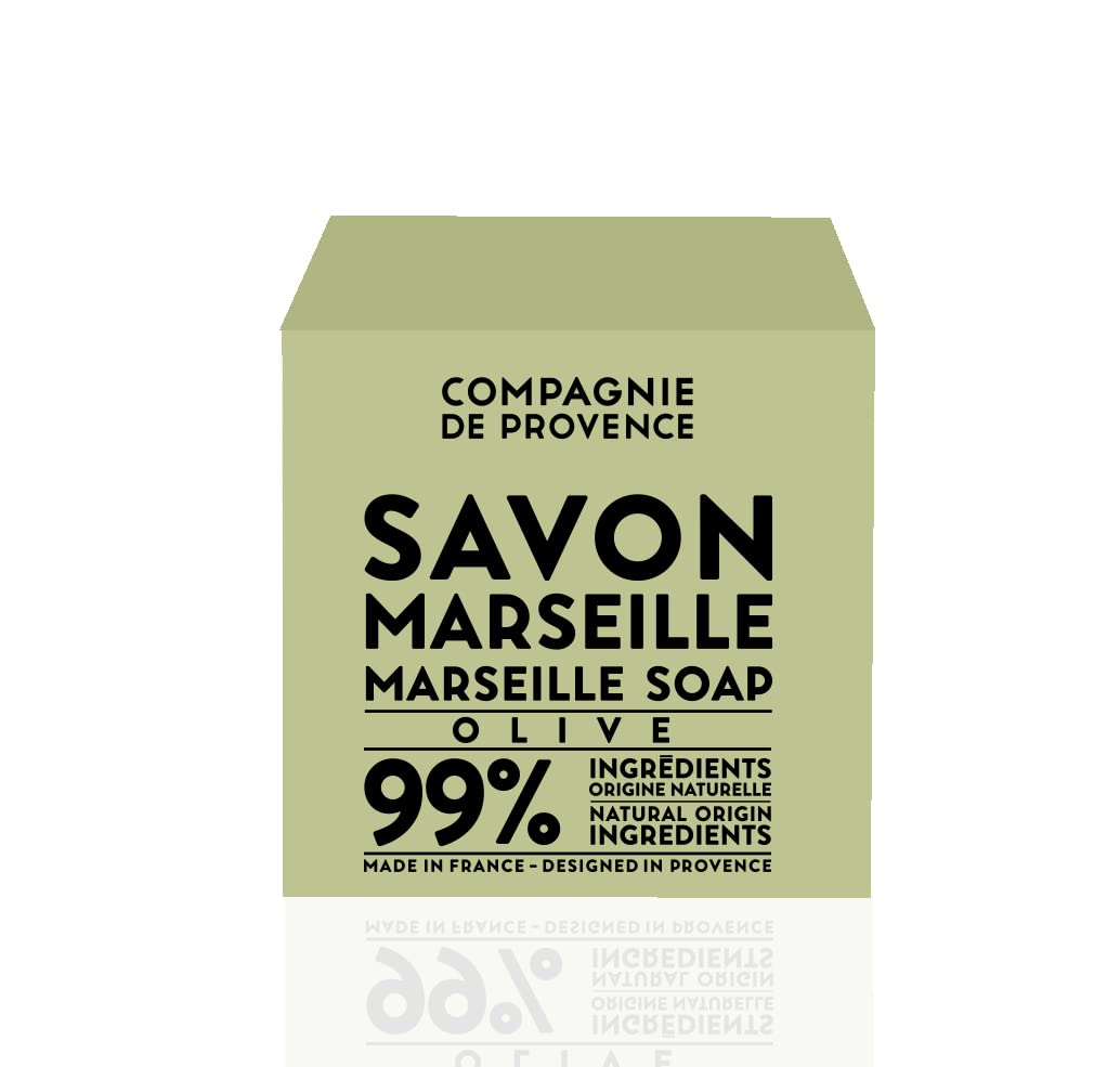 Savon Marseille Olive de La Compagnie de Provence, mousse riche pour corps et visage.