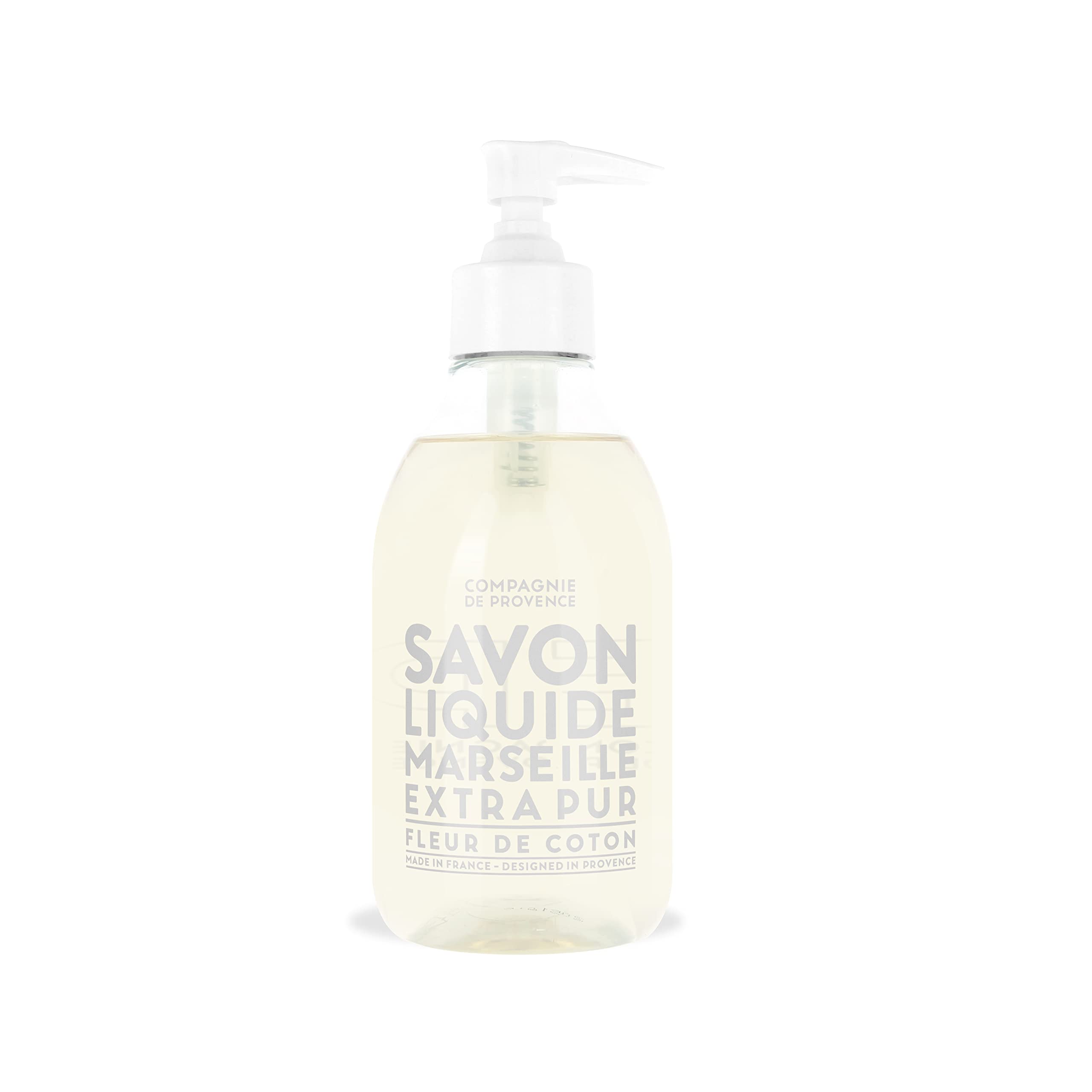 Savon La Compagnie de Provence coton-fleur en bouteille pompe, douceur pour les mains.