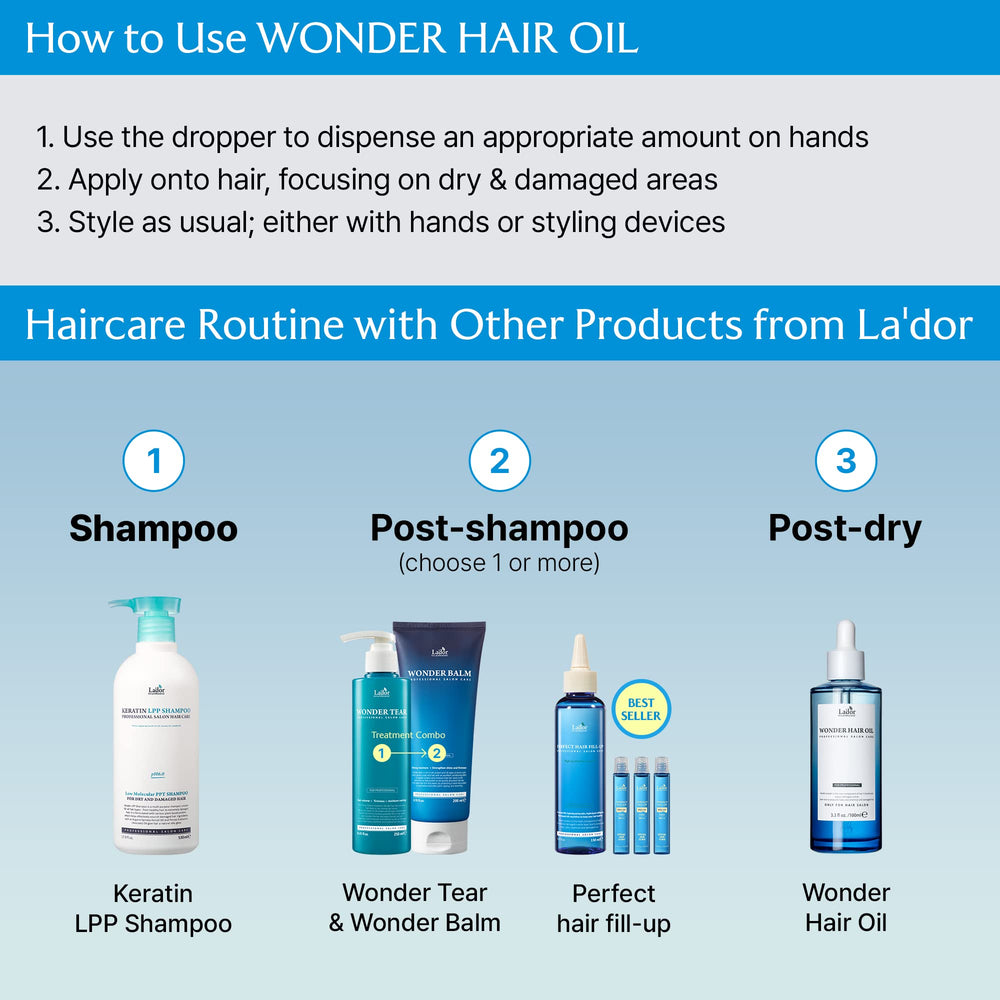 LA'DOR huile capillaire : formule sans parabènes, sans sulfates et sans alcool.