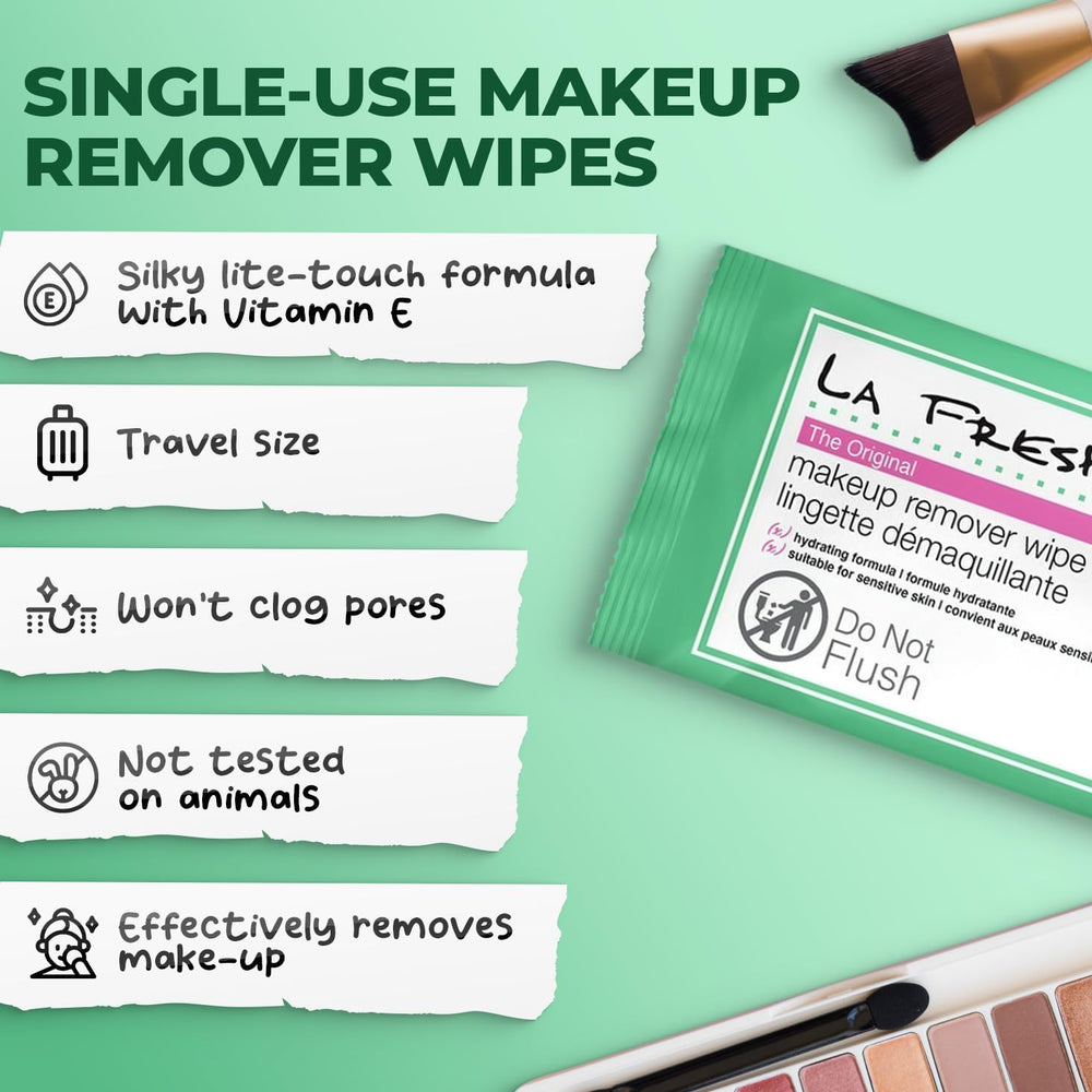 Lingettes La Fresh emballage individuel, faciles à emporter sans fuite.