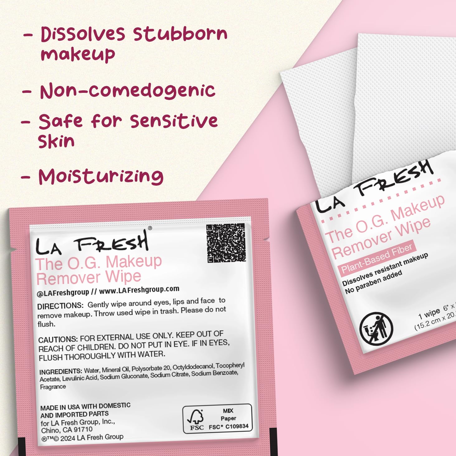 La Fresh lingettes peau sensible offrent une démaquillage sûre et légère.