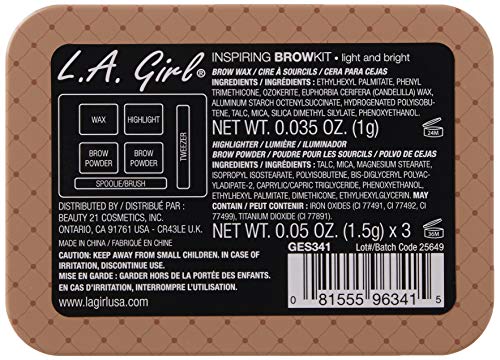 L.A. Girl Inspiring Brow Kit – étui métallique avec miroir pour retouches discrètes.