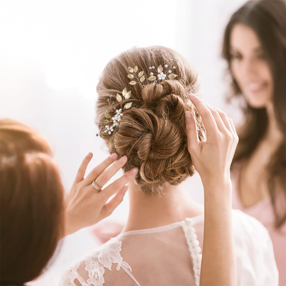 La Jolie Jasmin épingle cheveux feuille dorée et cristal, parfait pour mariage raffiné