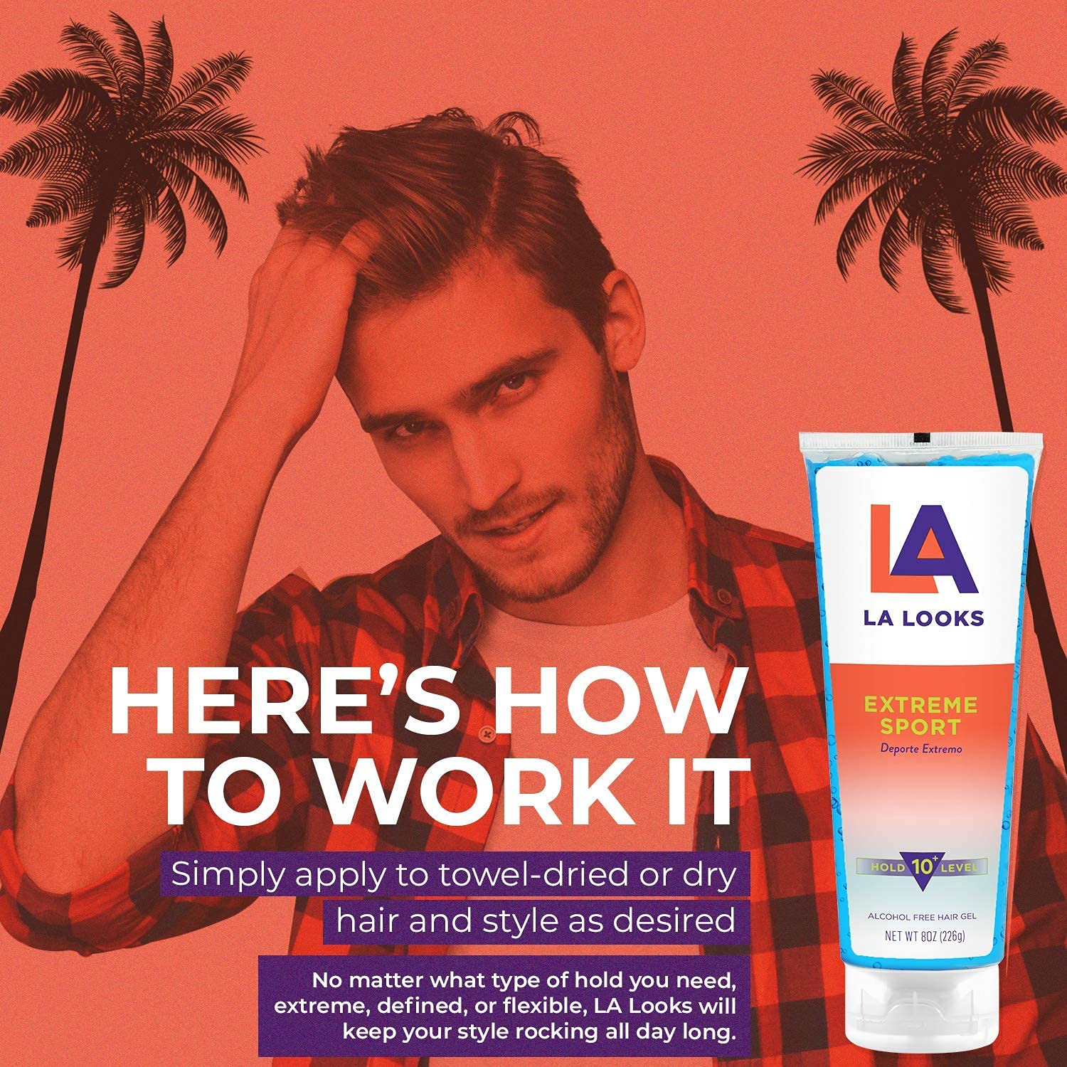 LA LOOKS Extreme Sport Gel – Formule Tri-Active pour fixation durable.