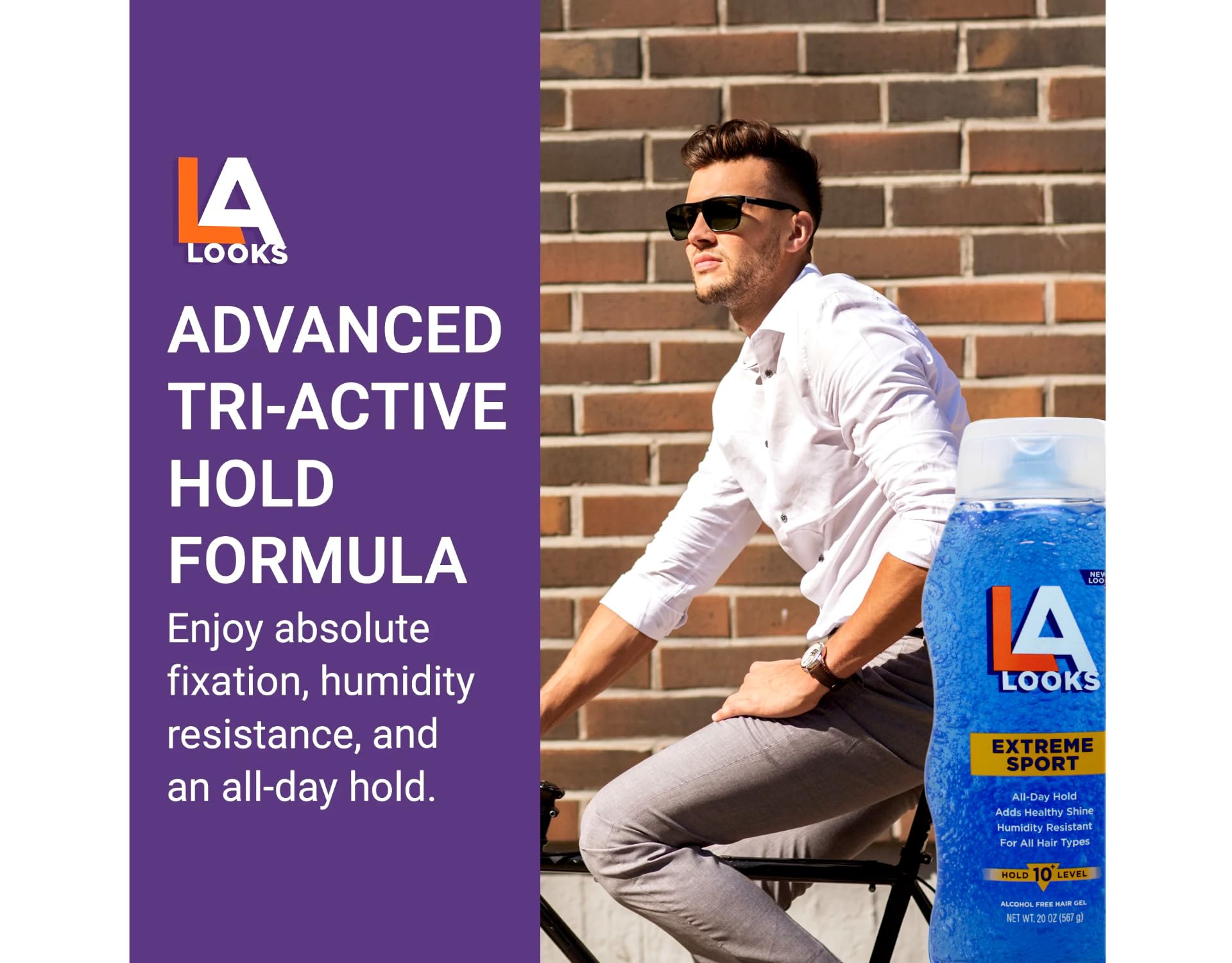 L.A. Looks – gel d'activité sportive, formule sans alcool pour cheveux doux.