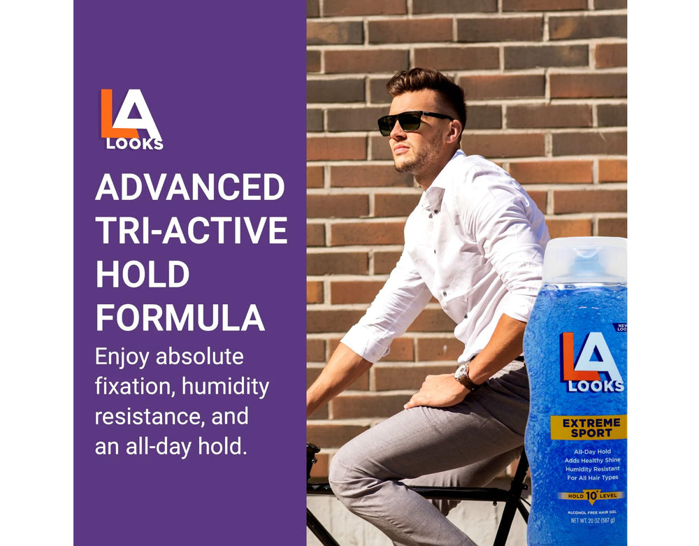 L.A. Looks – gel d'activité sportive, formule sans alcool pour cheveux doux.