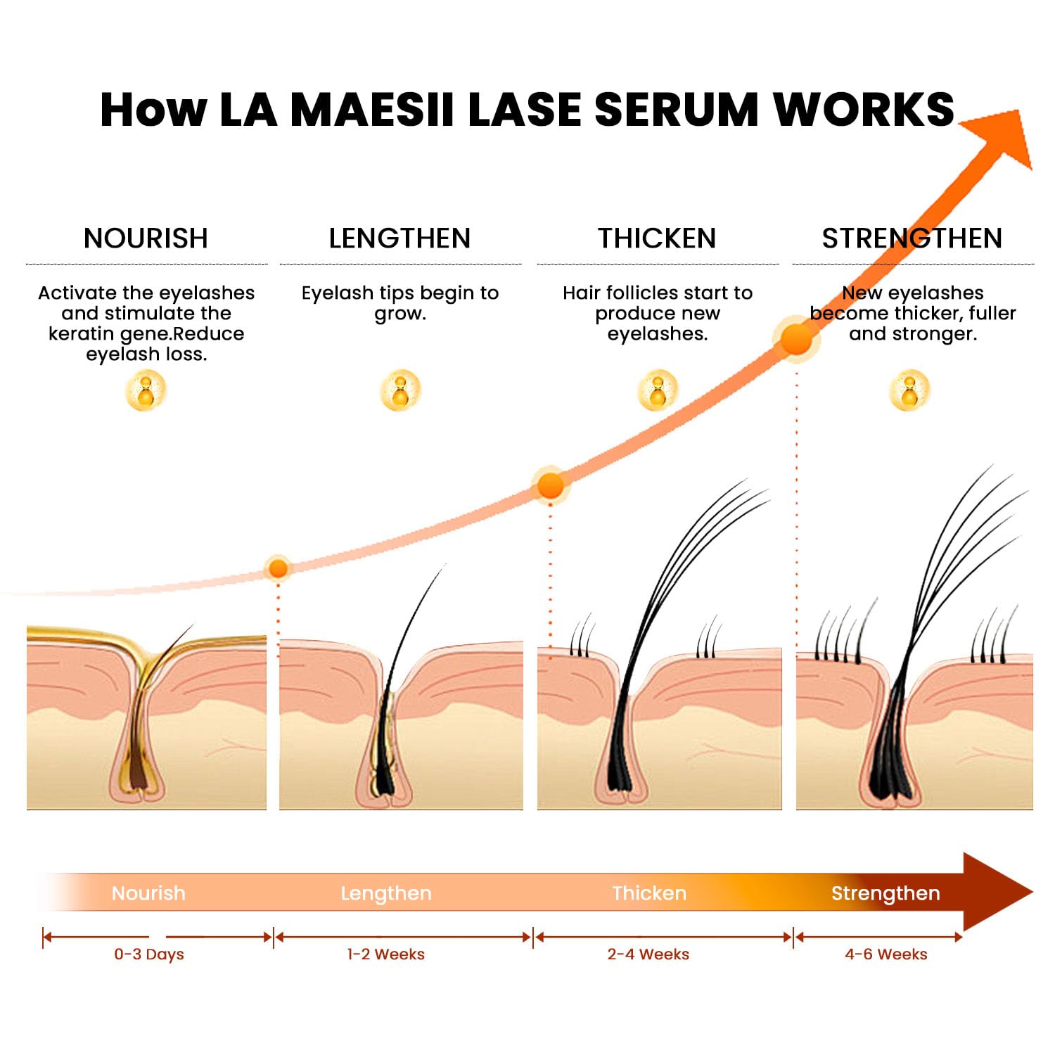 La Maesii Sérum Cils Utilisation matin et soir avec l'applicateur précis.