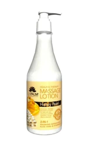 La Palm Lotion Miel Perle, bouteille élégante, hydrate la peau en douceur et laisse un éclat subtil.
