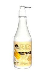 La Palm Lotion Miel Perle, bouteille élégante, hydrate la peau en douceur et laisse un éclat subtil.