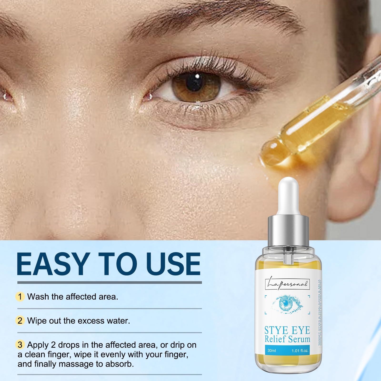 LA.PERSONAL Sérum routine rapide, gouttes pour le confort des paupières.