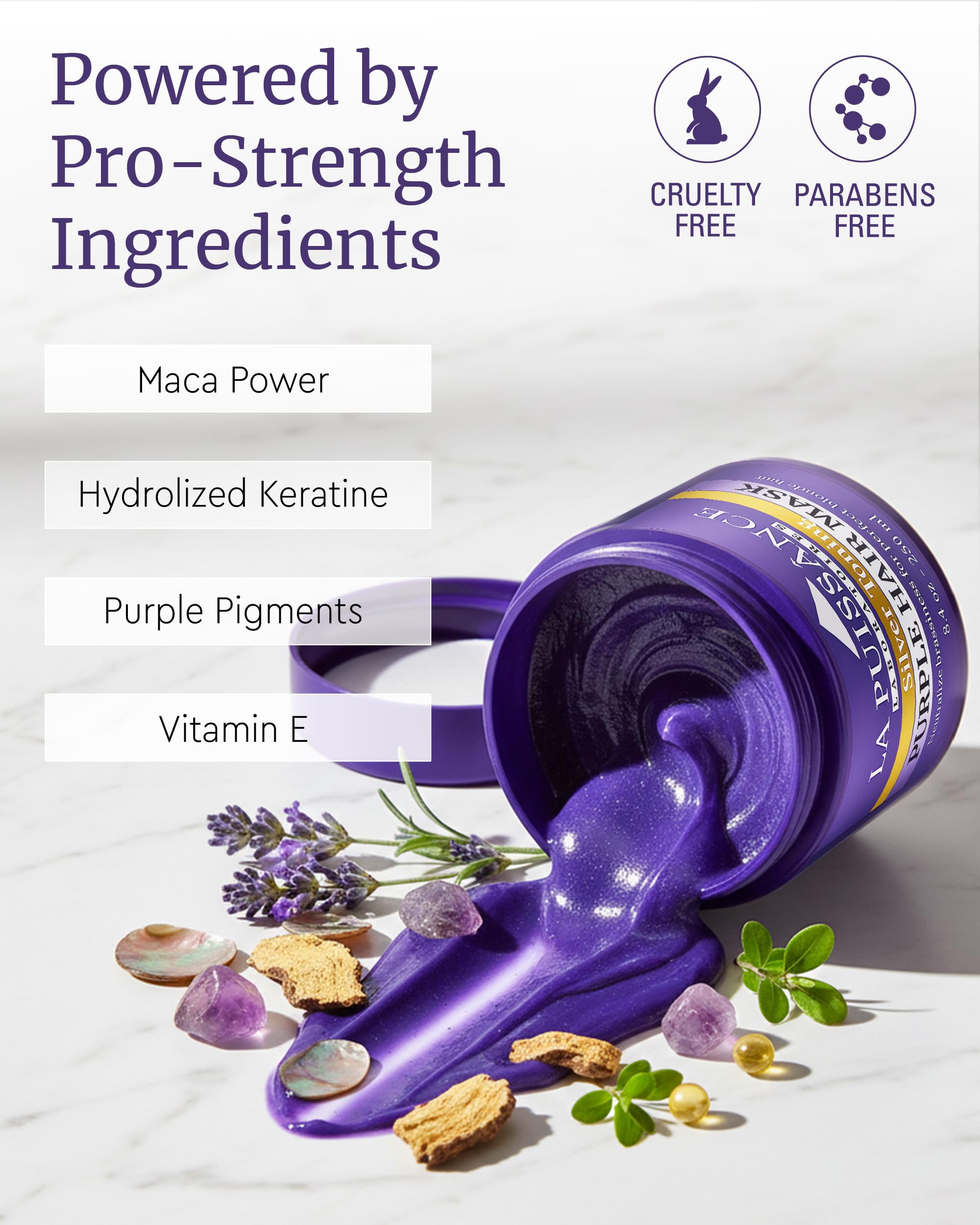 LA PUISSANCE Masque Violet kératine douceur – soin nourrissant après décoloration.
