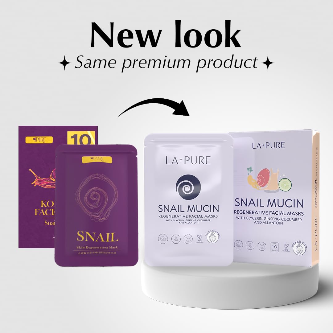 Masques feuilles Escargot LA PURE hydratation en profondeur et teint frais