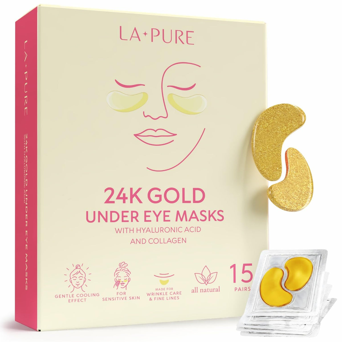 Patchs yeux LA PURE 24k-or pour un regard lumineux et rafraîchi