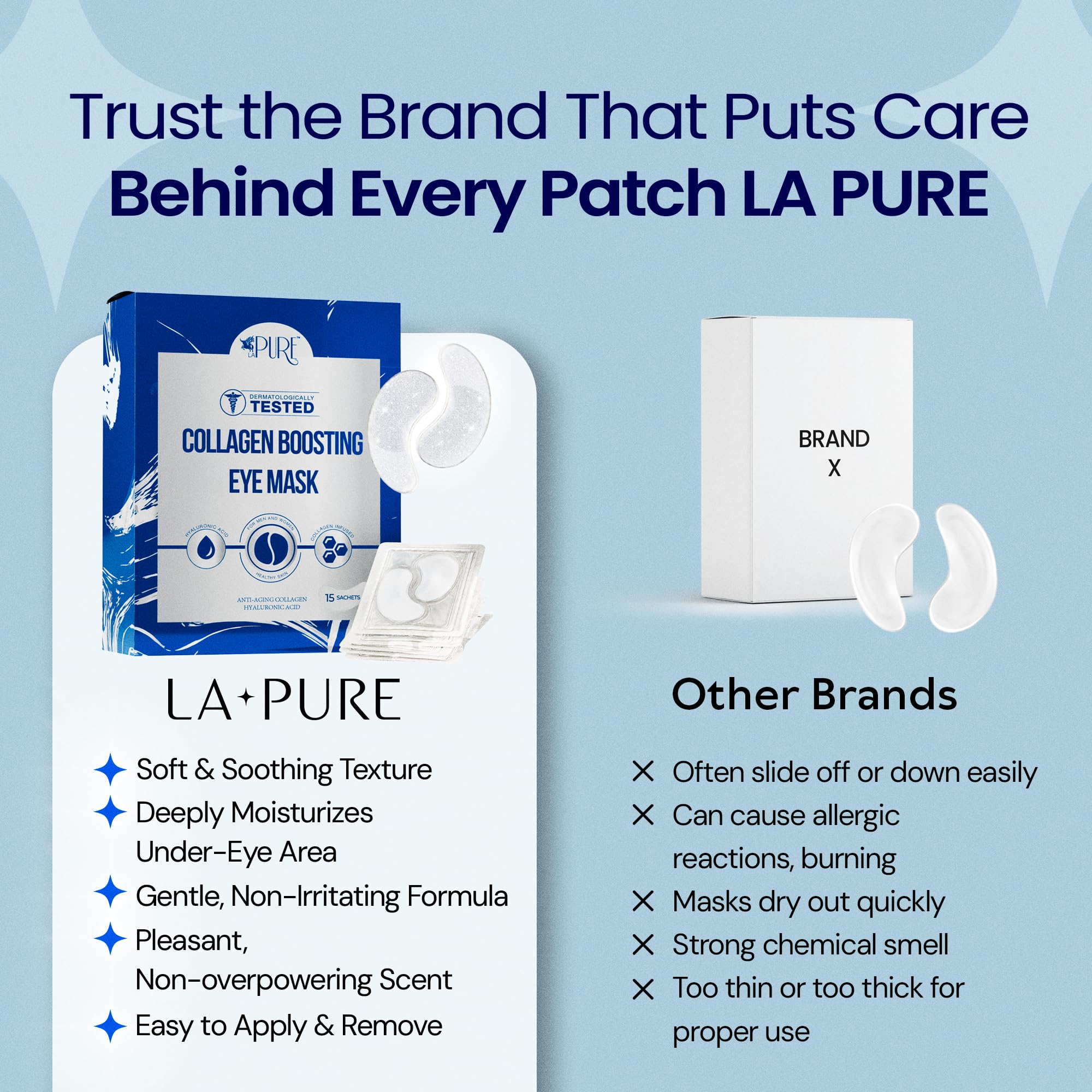Patchs LA PURE format pratique, faciles à emporter pour une utilisation en déplacement.